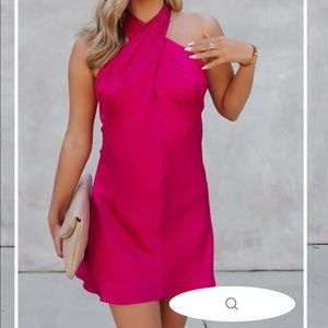 Vici Pink Satin Halter Dress